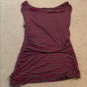 Pink and grey scoop neck blouse